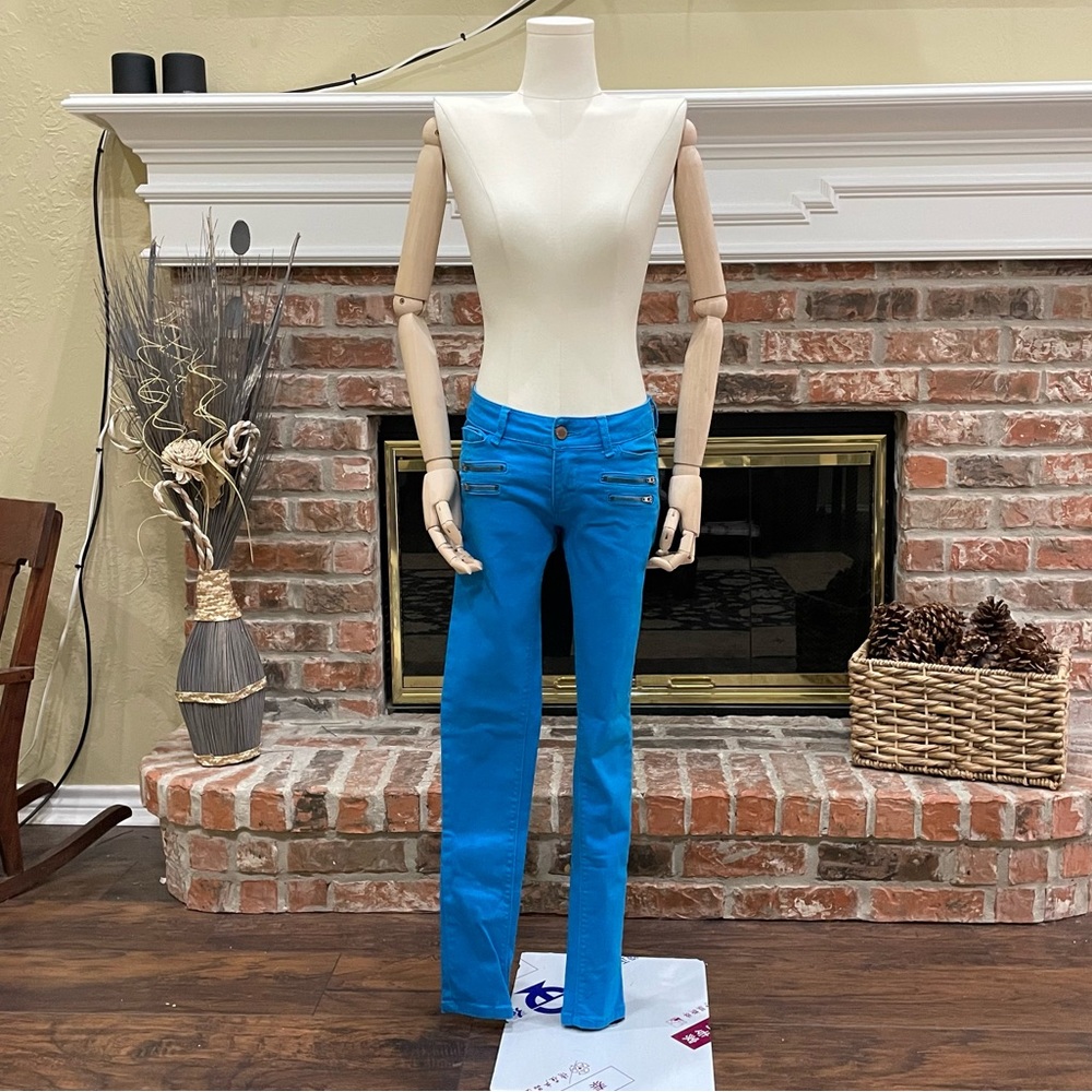 Romeo & Juliet Couture bright blue denim moto jeans / 24 / Excellent condition - Picture 9 of 16